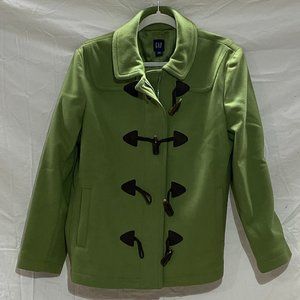 Gap Women's XL Apple Green Pea Coat with Frog Closures & Zipper